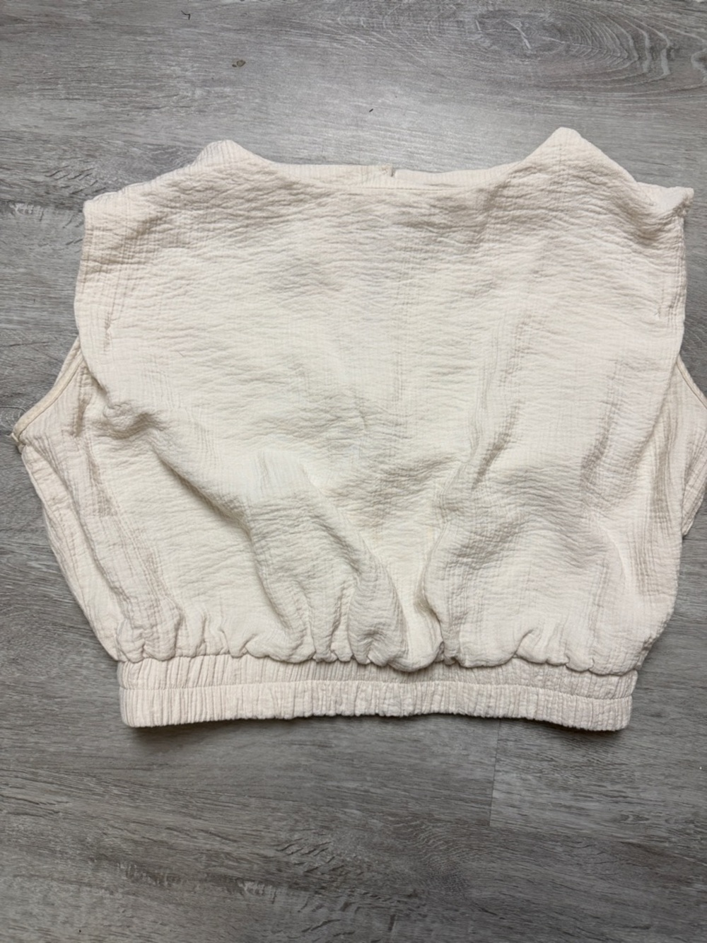 a new day Cream Textured Cropped Tank Top